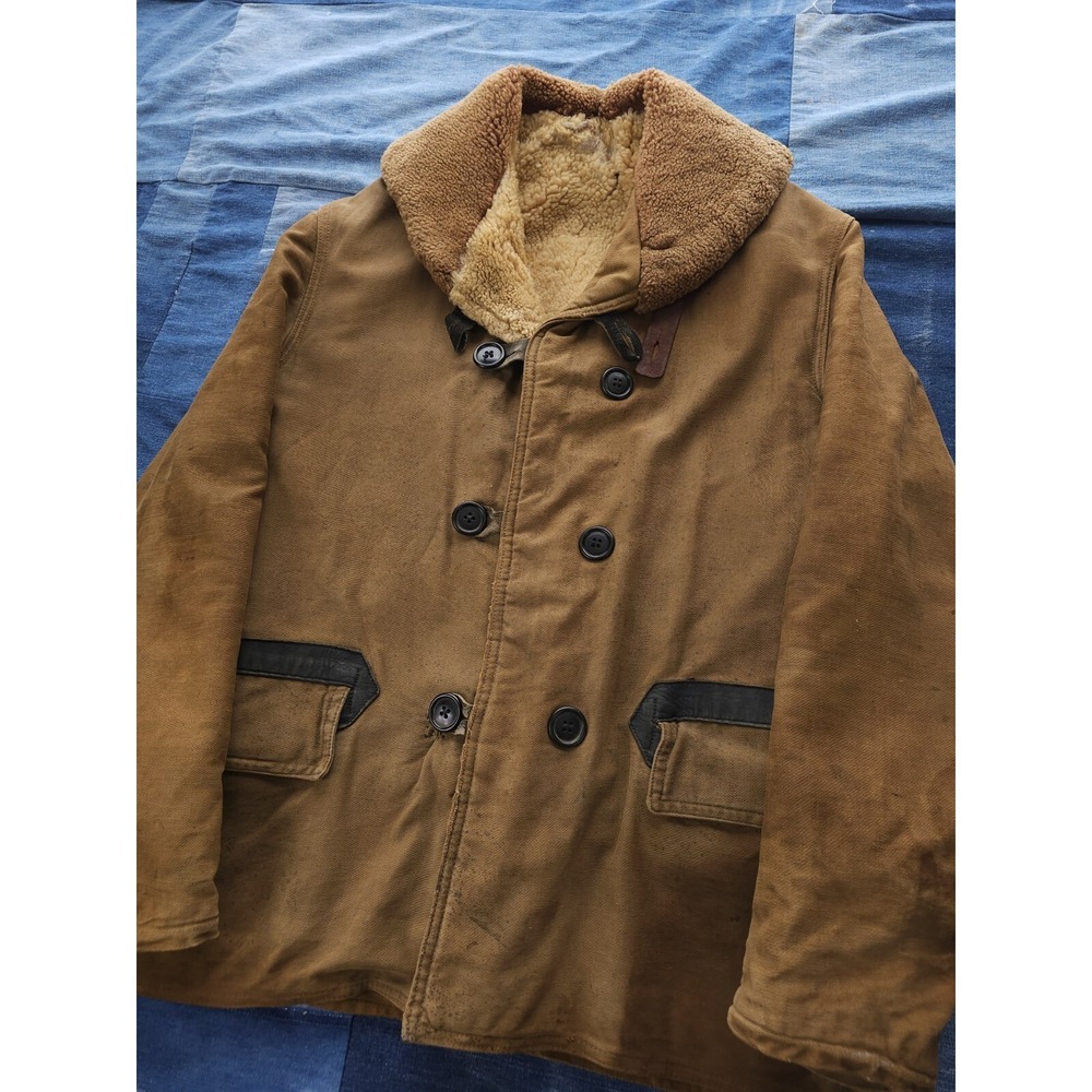 Vintage 1930s USCG Transport Mackinaw Coat Shearling Shawl Collar RARE 38 - Picture 2 of 16